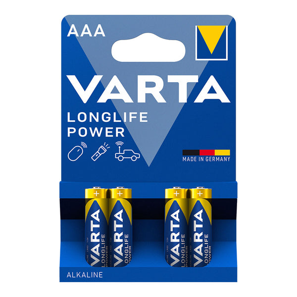 Varta Alkaline Longlife Power Aaa Battery - Lr03 (Blister 4 Units,) Ø10.5X44.5Mm