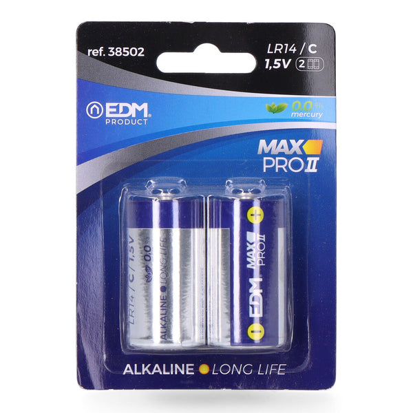 Edm Alkaline Long Life C Battery - Lr14 1.5V (Blister 2 Units,) Ø26.2X50Mm