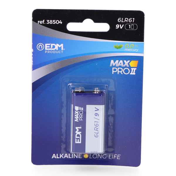 Pila Edm Alkalina Long Life 6Lr61 - 9V (Blister 1 Unid,)  26,5X17,5X48,5Mm