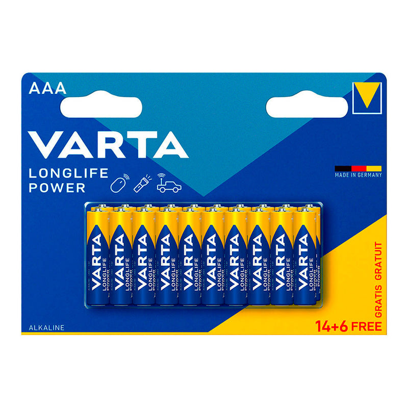 Pila Varta Longlife Power Aaa - Lr03 (Blister 14+6 Unid,) Ø10,5X44,5Mm