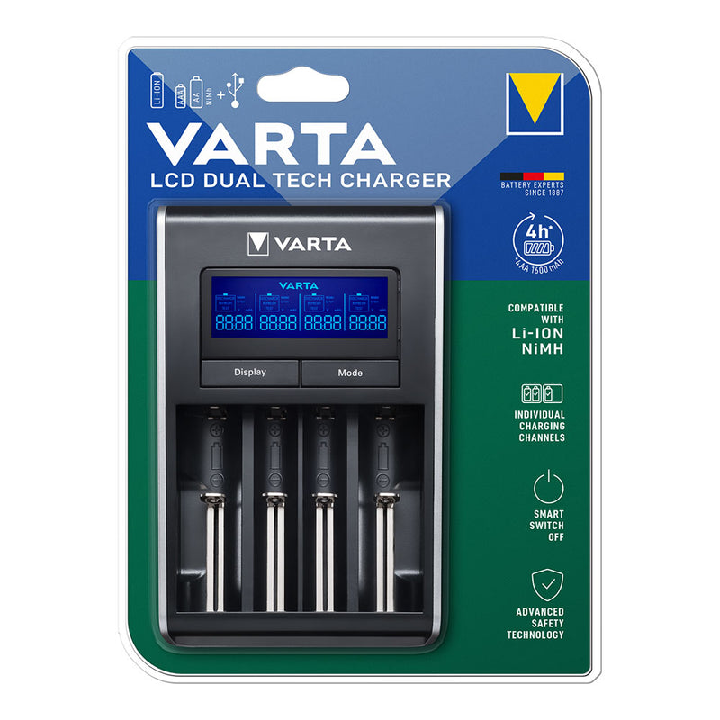 Varta LCD Dual Tech Charger for Li-Ion and Ni-Mh Batteries Without Batteries 100/240V