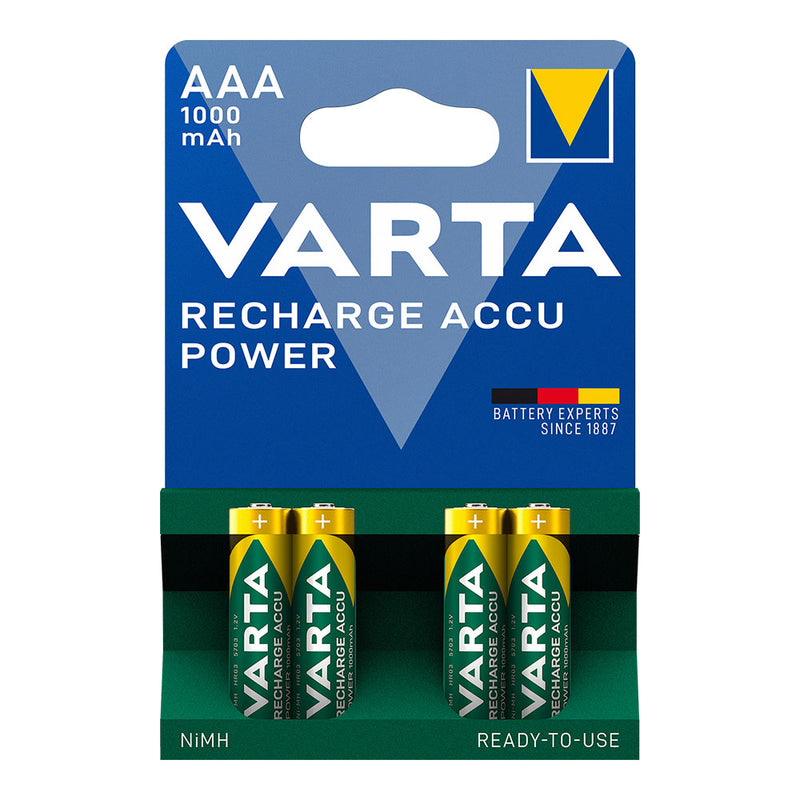 Varta Rechargeable Battery Accu Power Aaa - Lr03 1000Ma (Blister 4 Units,) Ø10.5X44.5Mm