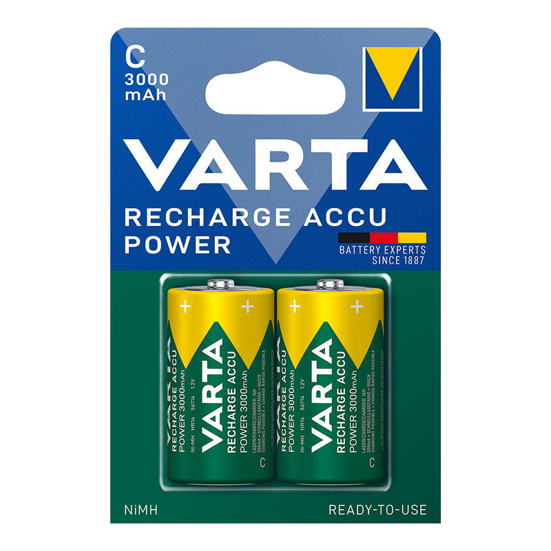 Pila Varta Recargable Accu Power C - Lr14 3000Ma (Blister 2 Unid,) Ø26,2X50Mm