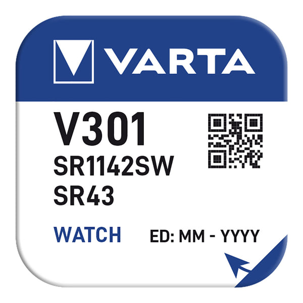 Button Battery Sr43 - V301 Varta 82Mah (Blister 1 Unit,) Ø11.6X4.2Mm