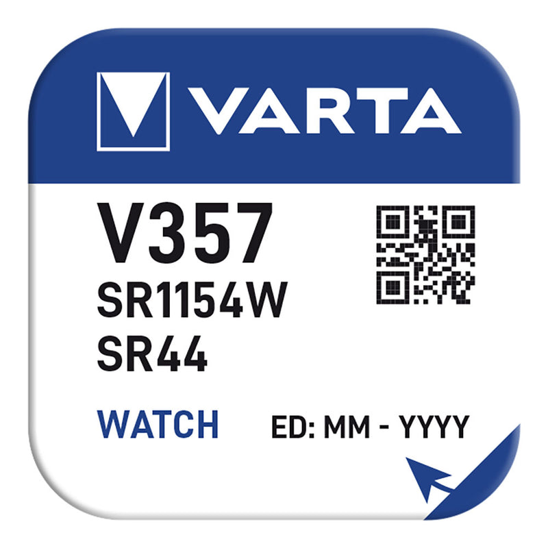 Micro Pila De Boton Varta Sr44 - V357 Silver 1,55V (Blister 1 Unid,) Ø11,6X5,4Mmmicro Pila De Boton Silver Varta Sr44 - V357 1,55V (Blister 1 Unid,) Ø11,6X5,4Mm (Diámetro/Alto)