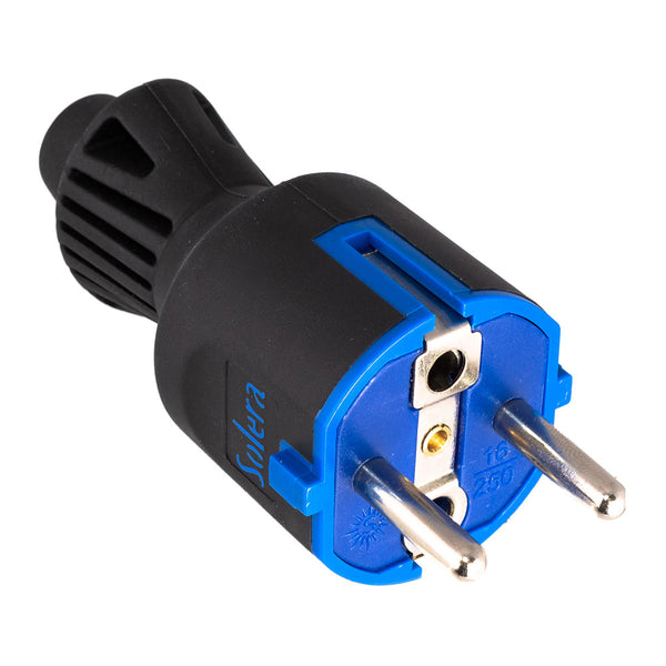 2P+T Plug, 16A 250V Black Rubber, 706Ck Solera