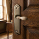 Manilla modelo '4008' con placa curva acabado cuero y porcelana