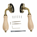 Aluminum model '4008' handle with Round Rosette in leather finish with porcelain 