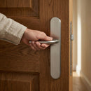 Manilla modelo '403' con Placa ovalada de acero inoxidable y tornillos ocultos para puertas