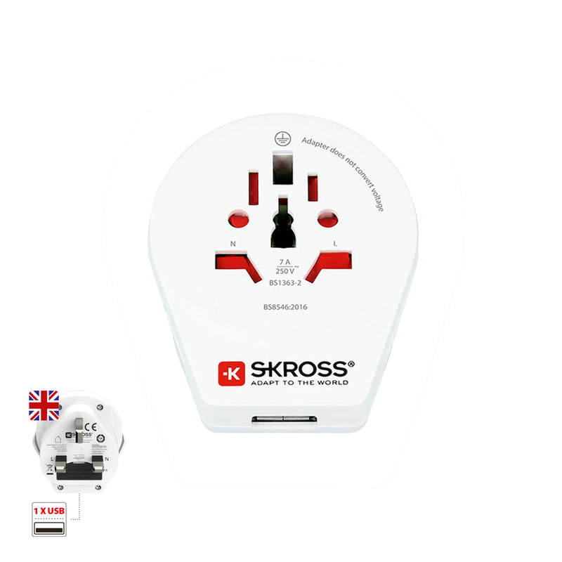 Skross 1500267 UK World Adapter With Usb