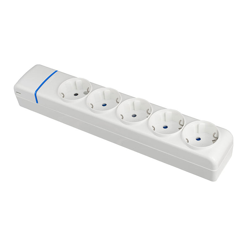 Multiple base of 5 sockets 2P+T, 16A 250V, 8005P Solera