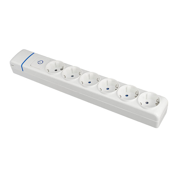 Multiple base of 6 sockets 2P+T, 16A 250V, with illuminated switch, 8006Pil Solera