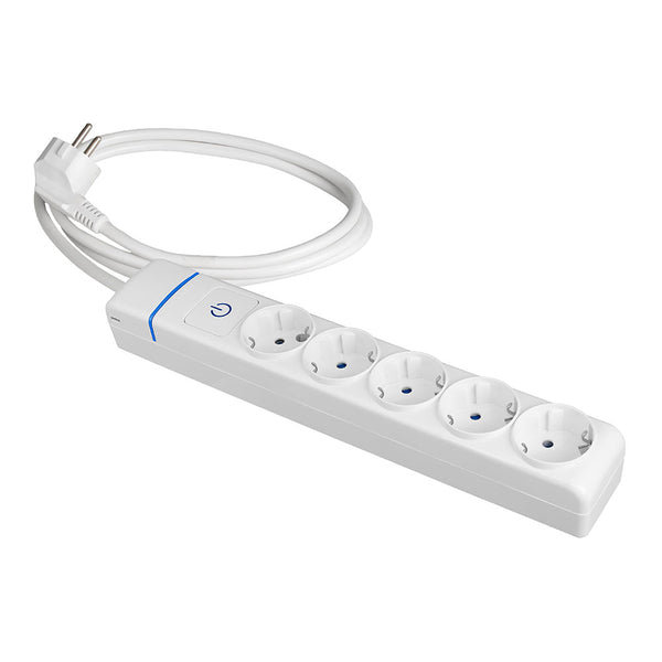 Extension Cord With 5 2P+T Sockets, 16A 250V With Illuminated Switch, 1.5 M Cable H05Vv-F 3G1.5Mm², 8015Pil Solera