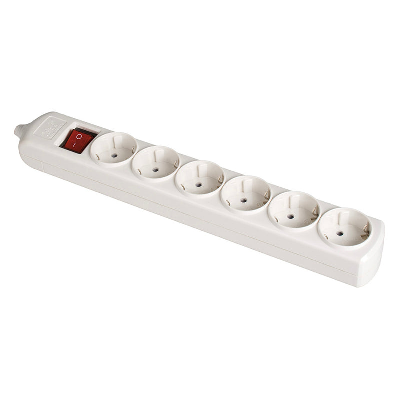 Base Bipolar 6 Tomas Con T/Tl 10/16A 250V Blanco + Interruptor Luminoso Solera