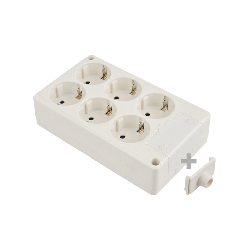 Bipolar Base 6 Sockets T/Tl 10/16A 250V Rectangular White Color Solera 8106