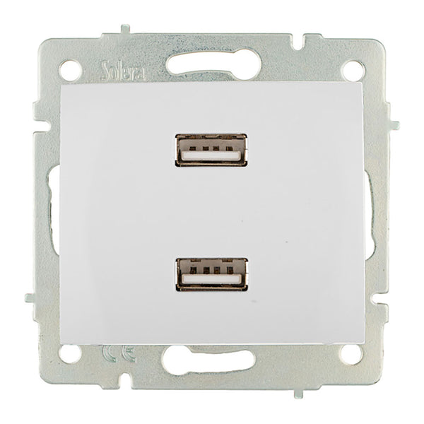 Double USB Charger 230V 5V 4200Ma White Recessed Erp2Usb ​​Europa Solera Series Erp2Usb