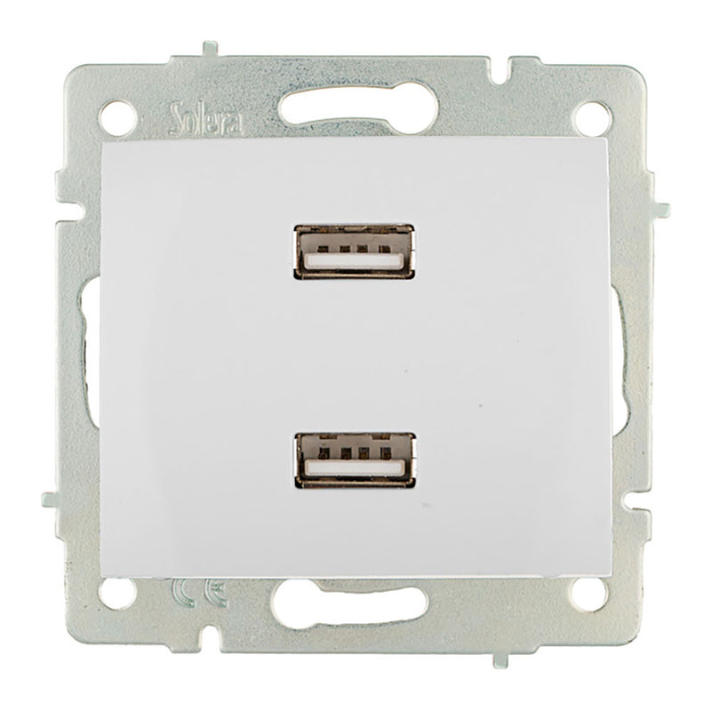 Cargador Doble Usb 230V 5V 4200Ma Blanco De Empotrar Erp2Usb Serie Europa Solera Erp2Usb