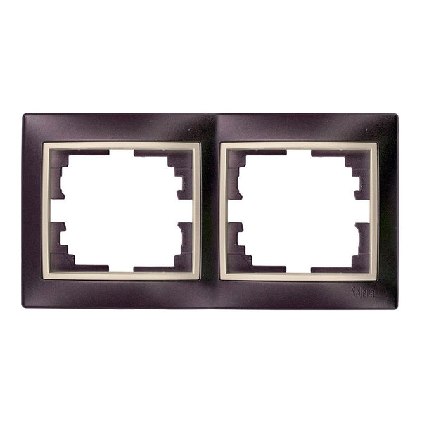 Frame For 2 Horizontal Elements Black Frame And Pearl Ring 154X81X10Mm Europa Solera Series Erp72Nu