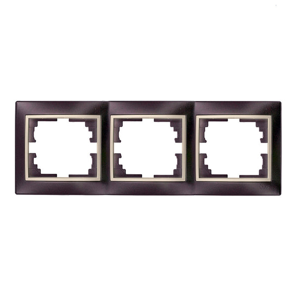 Frame For 3 Horizontal Elements Black Frame And Pearl Ring 225X81X10Mm Europa Solera Series Erp73Nu