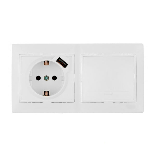 Switch Kit + T/Tl Base With Usb + 2-Element Frame 154X81X10Mm Europa Solera Series Kit-Erp-Room