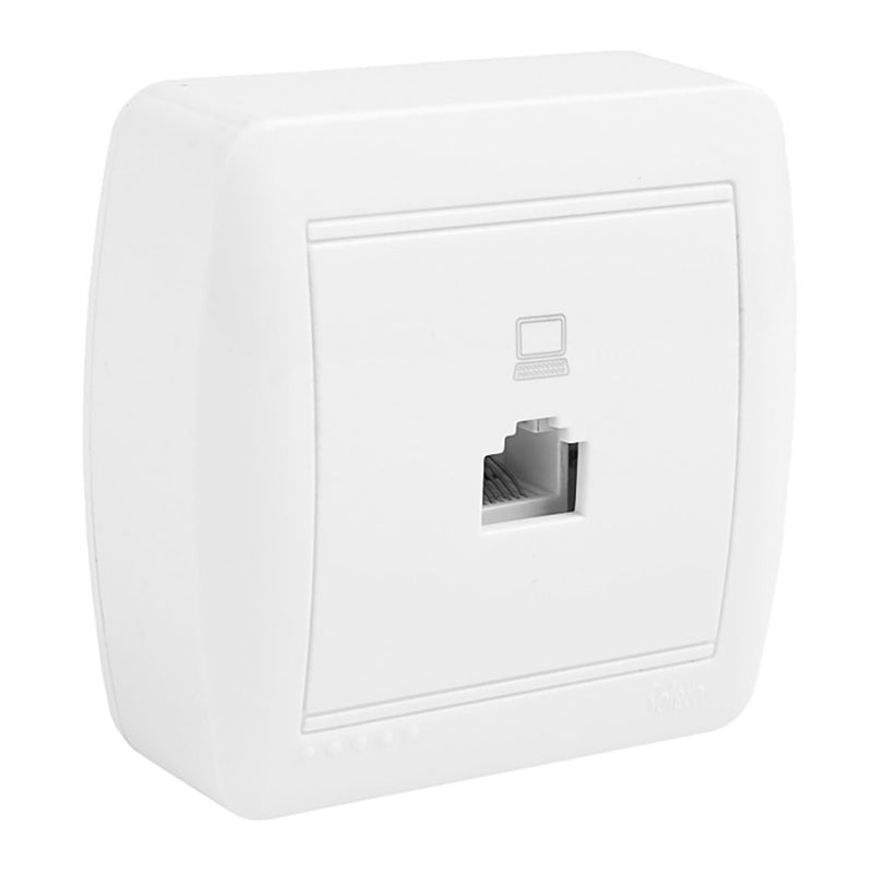 RJ45 Cat 5E Telephone Socket 74x72x28mm, Surface Mounted Wall Plate Mur88U