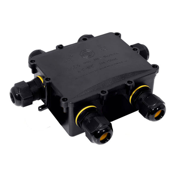 Outdoor Waterproof Aerial Junction Box With 6 Cable Glands IP68 For Outdoors 13.5X11.5X4.7Cm Black Series Solera (Shrink Wrapped) Bk-6P