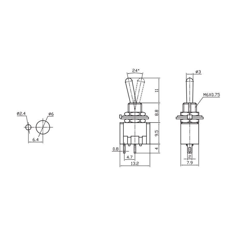 Mini Metal 3A Single Pole Switch