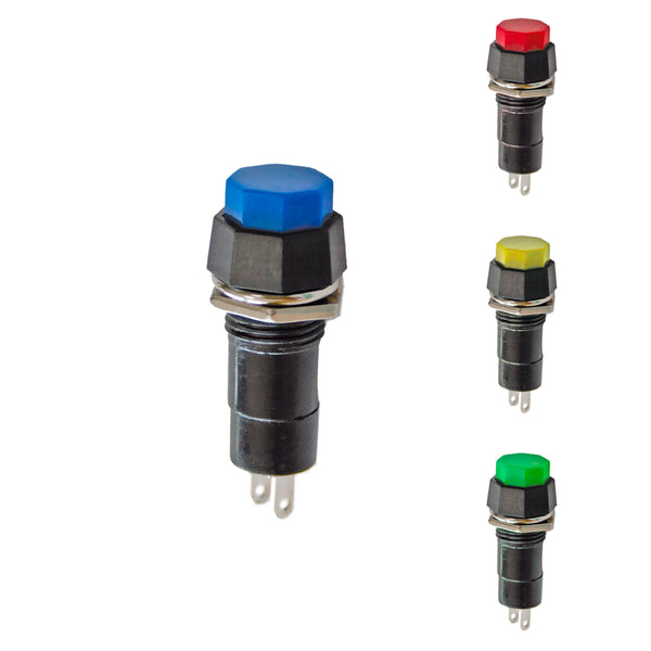 Hexagonal Base Push Button 1A 250V Assorted Colors