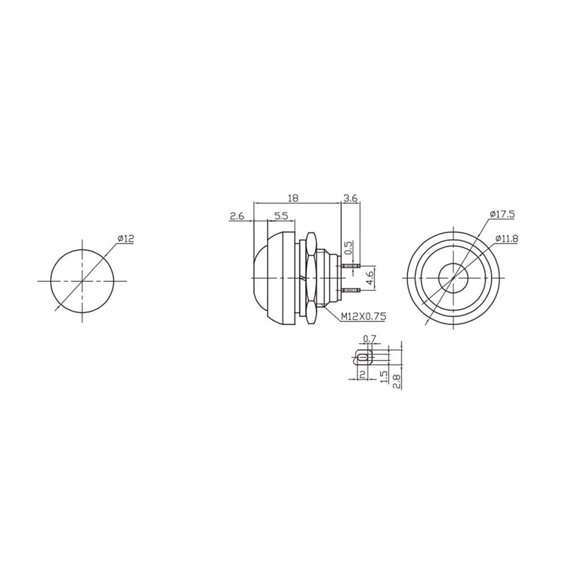 Short Push Button 1A 250V Assorted Colors