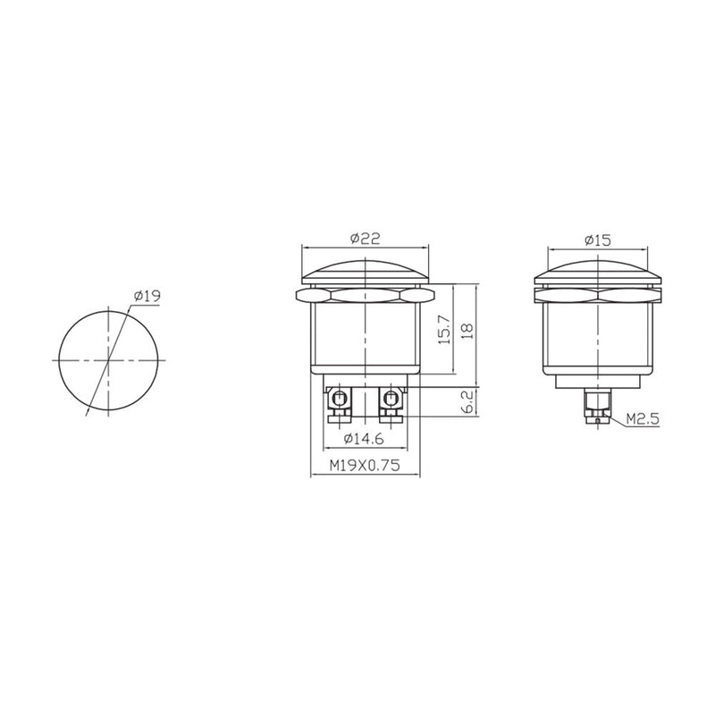 Metal Push Button 2A 250V Chrome