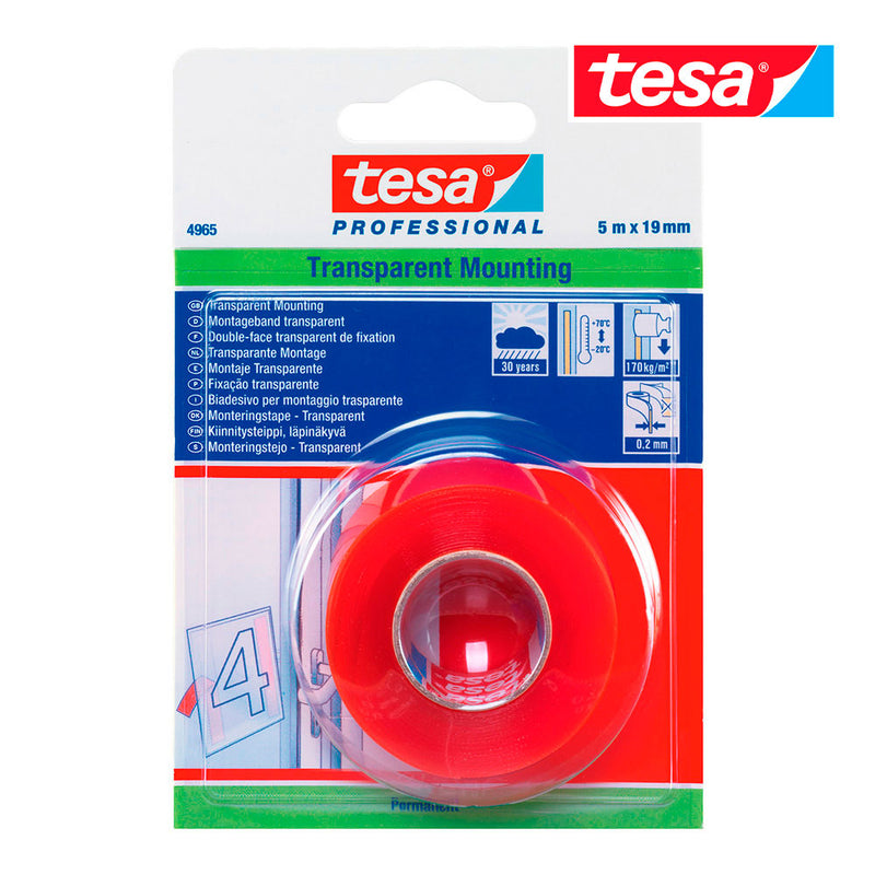 Exterior Transparent Double Sided Tape 5M X 19Mm 4965 Tesa