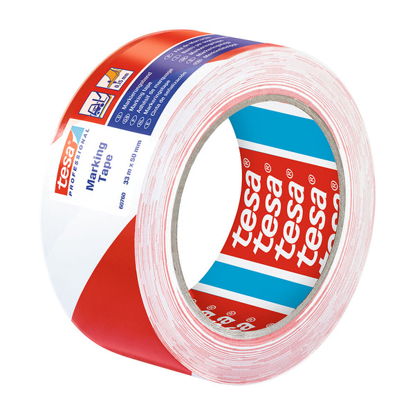 Adhesive Beacon Tape Red/White 33M X 50Mm 60760 Tesa