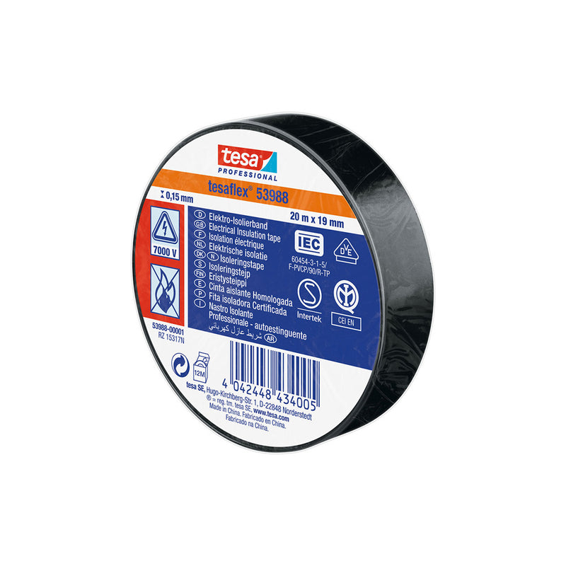 Approved Black Insulating Tape 20M X 19Mm 53988 Tesa