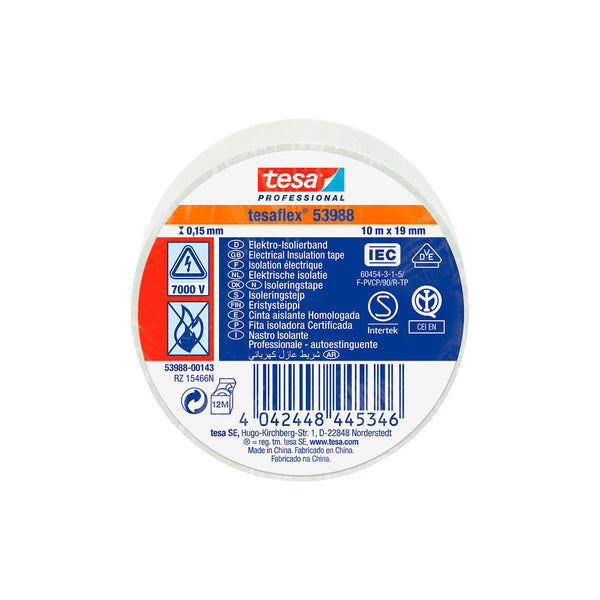 Approved White Insulating Tape 10M X 19Mm 53988 Tesa