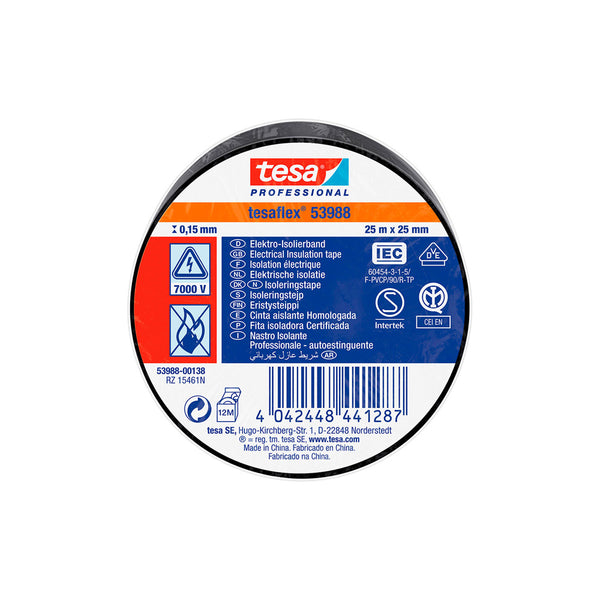 Approved Black Insulating Tape 25M X 25Mm 53988 Tesa