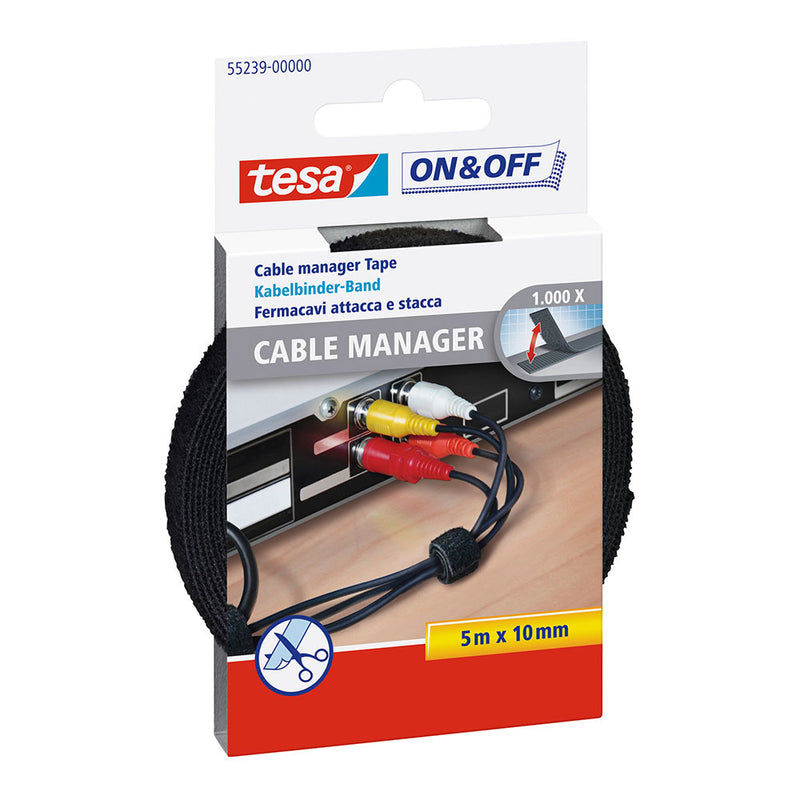 Cable Organizer Fastening Tape 5M X 10Mm Black 55239 Tesa