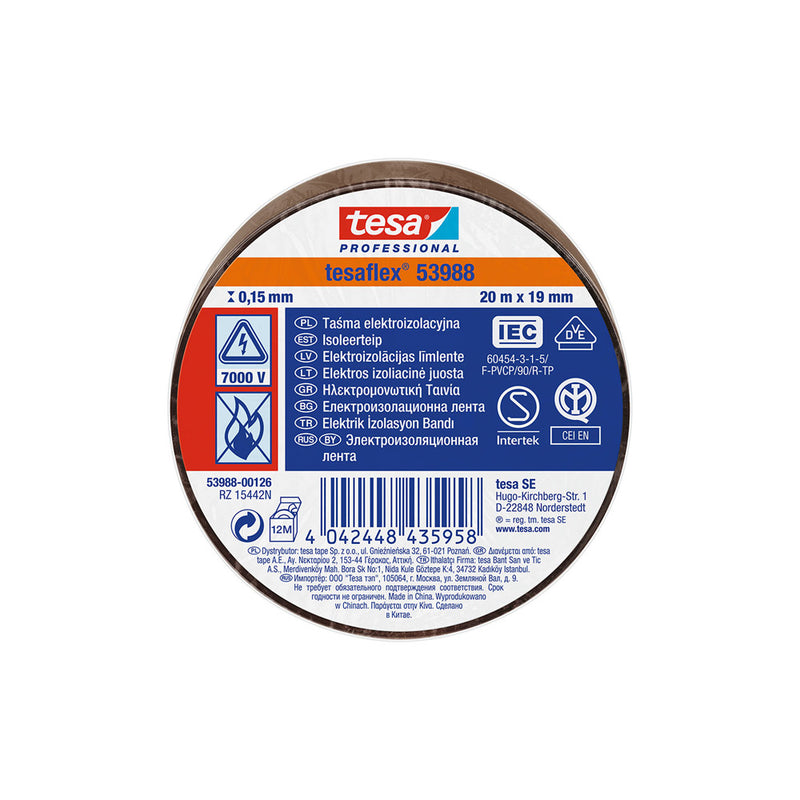 Approved Insulating Tape Brown 20M X 19Mm 53988 Tesa