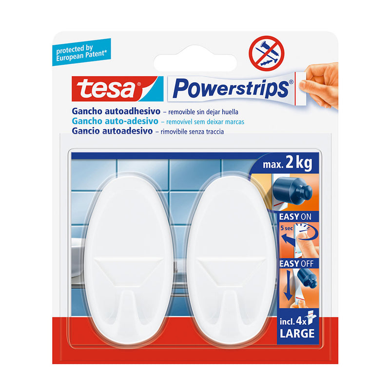 Tesa Powerstrips Up to 2Kg Oval White 58013