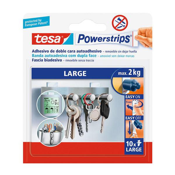 Tesa Powerstrips Recambio Tira Adhesiva Doble Cara Grande 58060