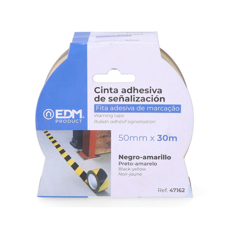 Cinta Adhesiva De Señalizacion Amarillo-Negra 30M X 50Mm Edm