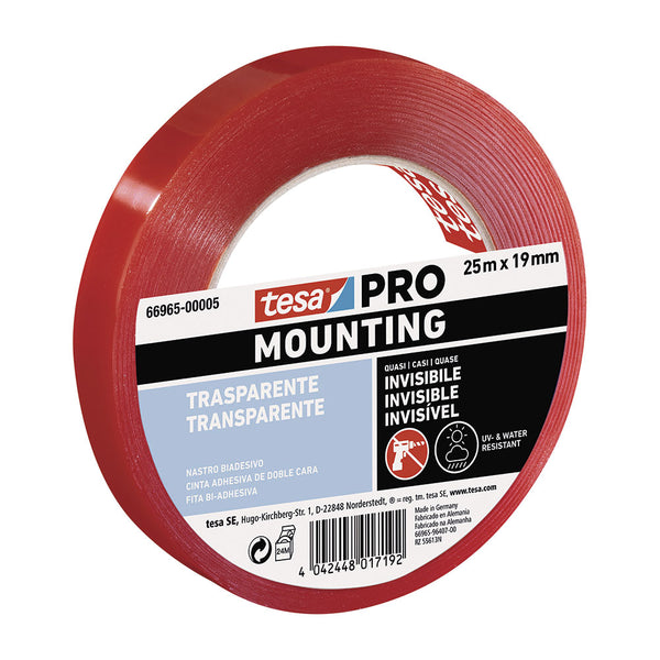 Mounting Pro Double Sided Tape Transparent 25M X 19Mm 66965 Tesa