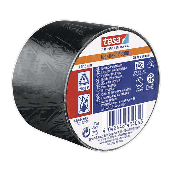 Approved Black Insulating Tape 25M X 50Mm 53988 Tesa