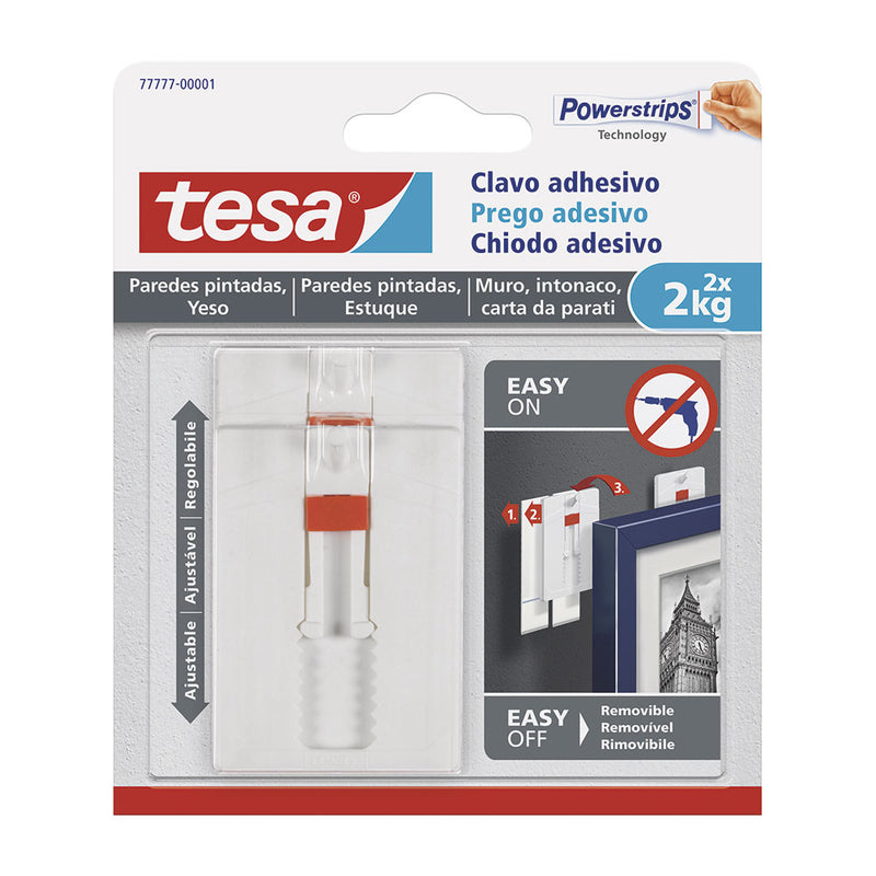 Adjustable Adhesive Nail Up to 2Kg Painted Wall Tesa