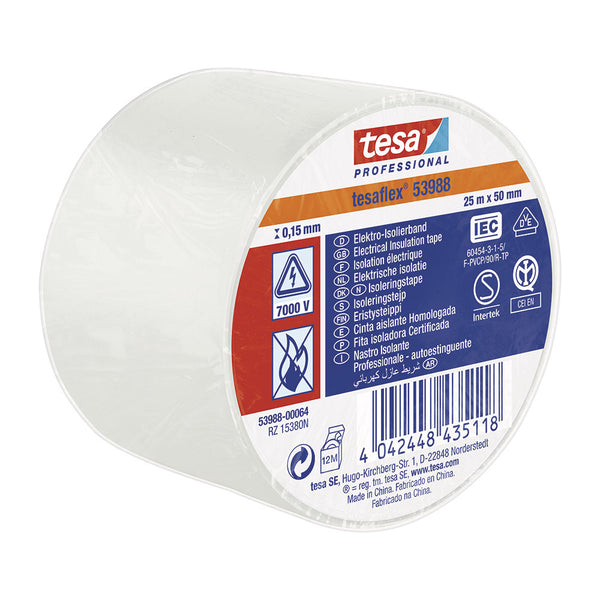 Approved White Insulating Tape 25M X 50Mm 53988 Tesa