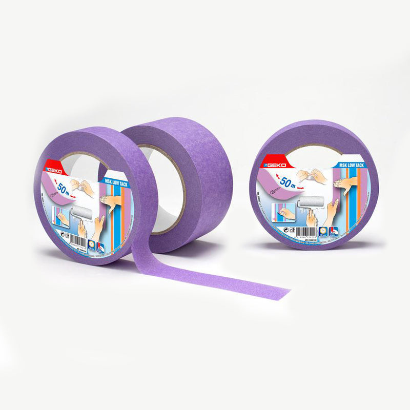 Purple Masking Tape 50M X 25Mm Low Adhesive For Delicate Surfaces