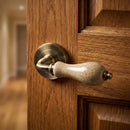 Aluminum model '4008' handle with Round Rosette in leather finish with porcelain 