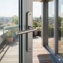 Manilla modelo '503' con placa ovalada estrecha de acero inoxidable para puertas