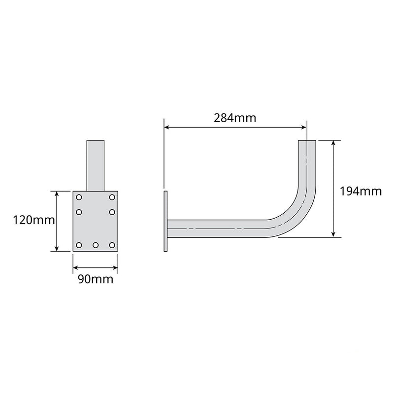 "L" Bracket 284X194Mm Ø35Mm Zinc+Rpr Televes