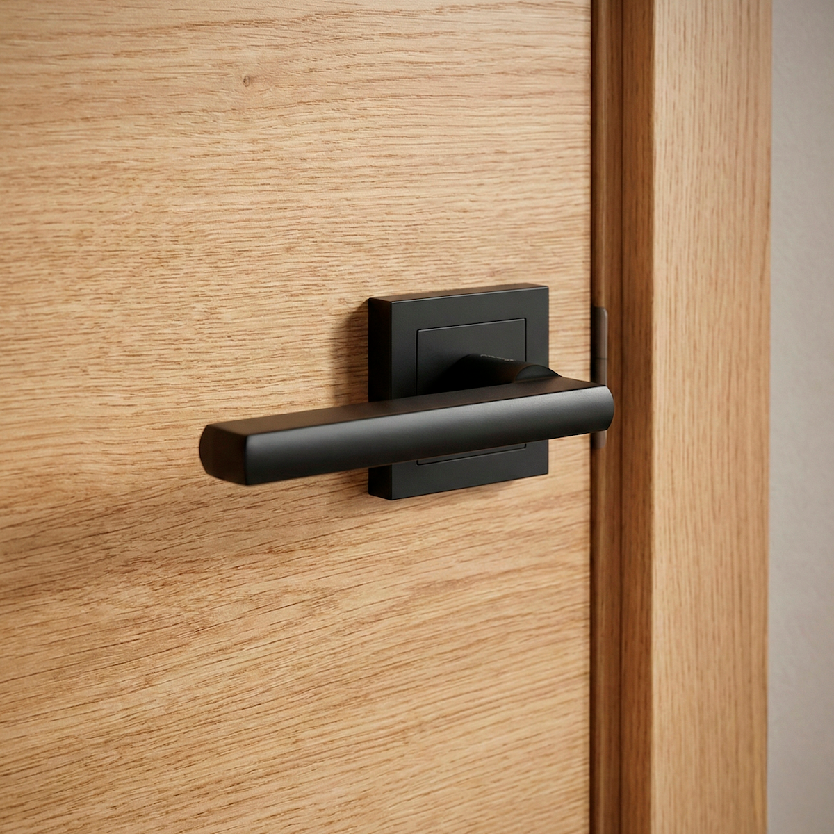 Manilla modelo '530' de aluminio con roseta cuadrada en acabado negro para puertas