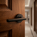 Manilla modelo Rental 530 de aluminio con Roseta Redonda acabado negro para puertas